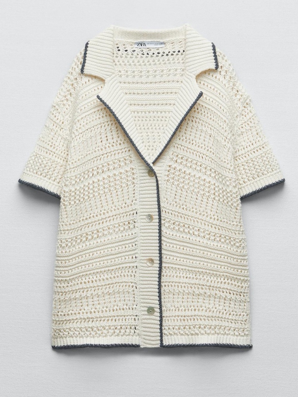 Zara Knit Oversized Polo Sweater Ecru